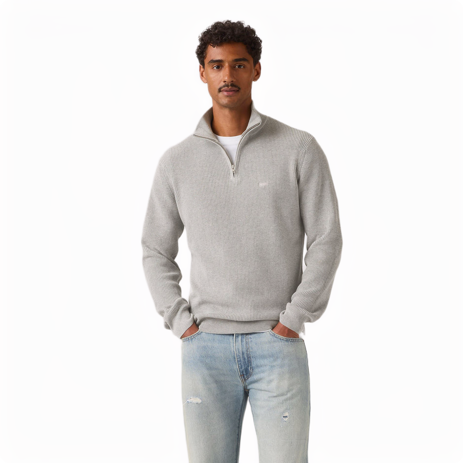 HM QUARTER ZIP SWEATER MID TONE GREY HE