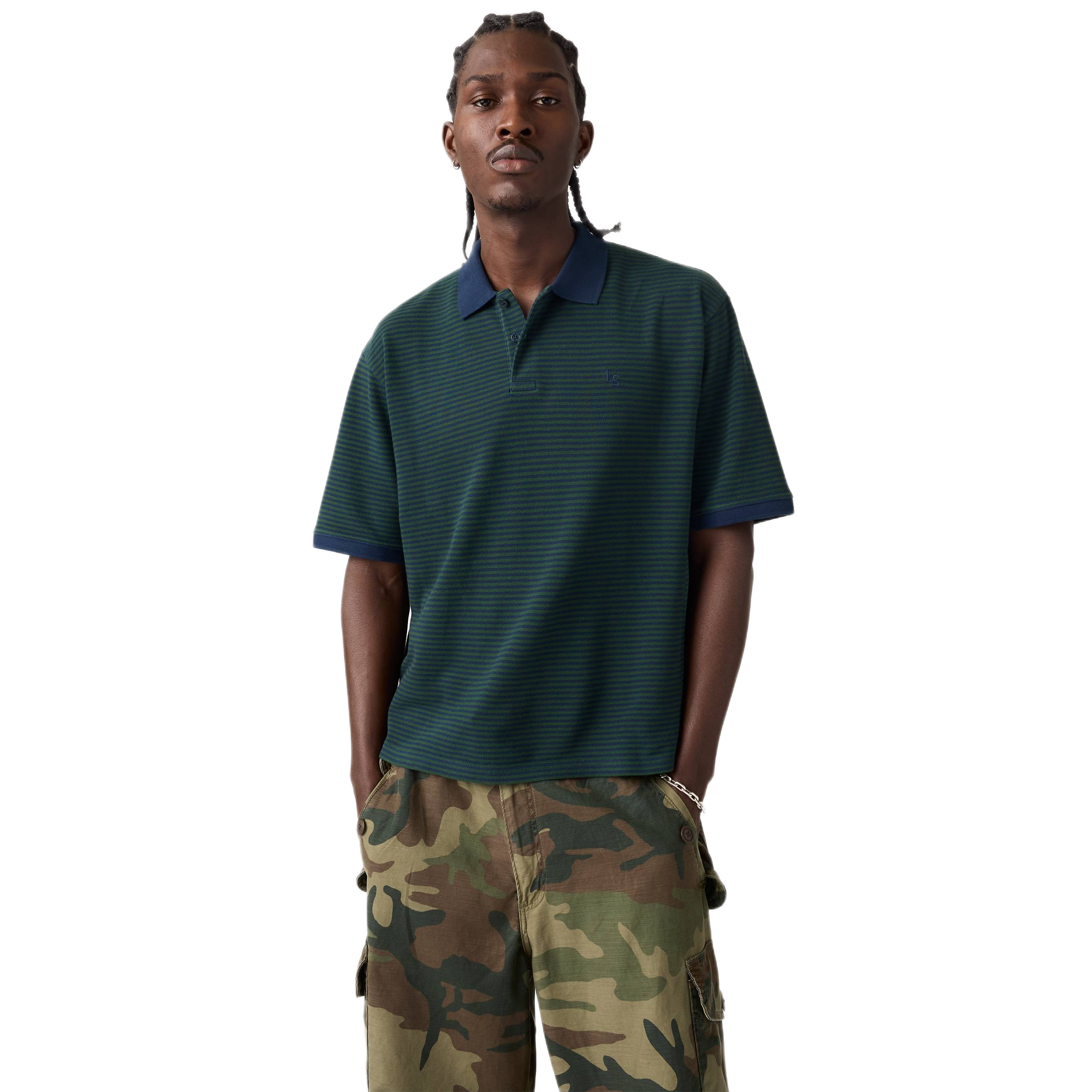 FINN BOXY POLO EUAN STRIPE SYCAMORE STR
