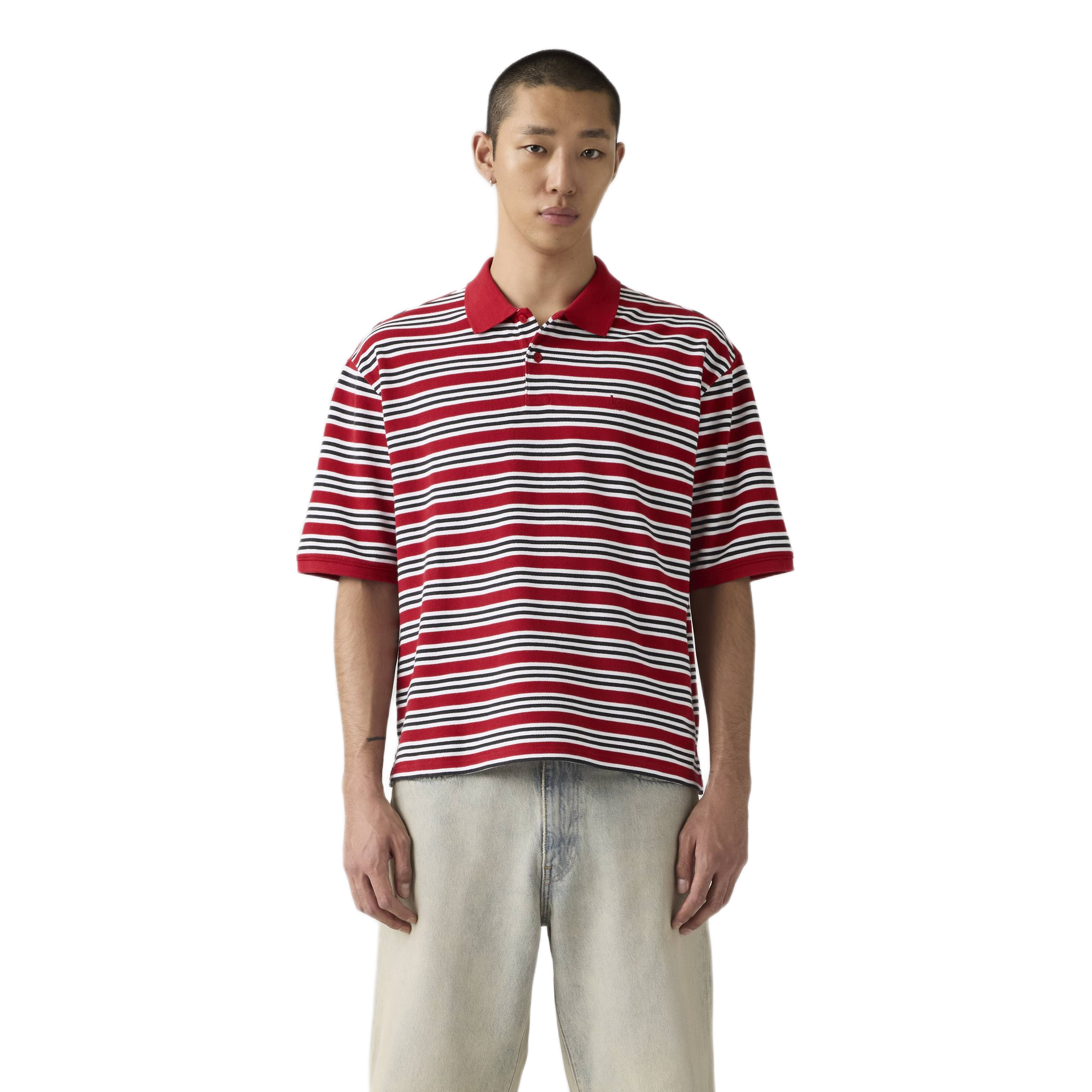 FINN BOXY POLO KANE STRIPE V2 CHILI PEP