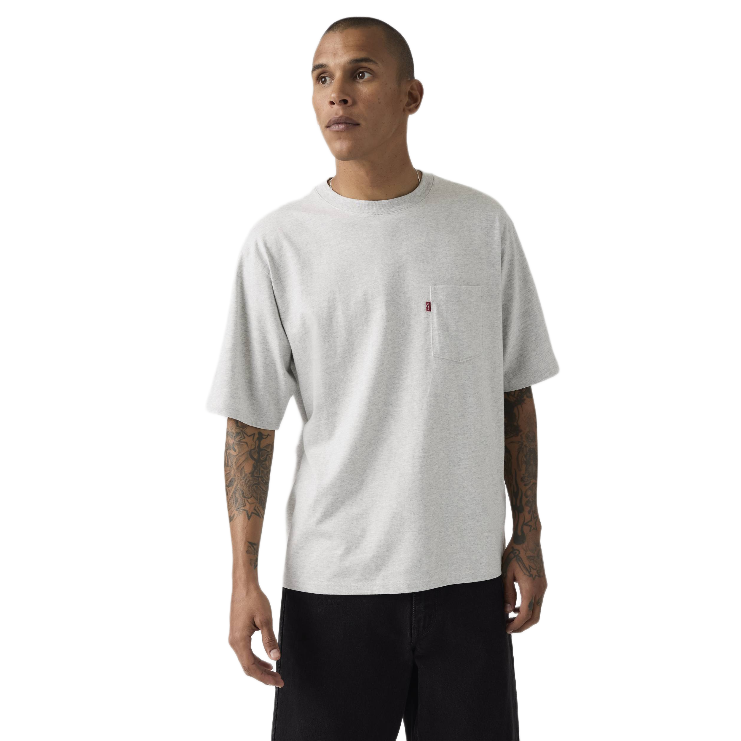 HALF SLV PKT TEE LIGHT GRAY HTR BROS BC