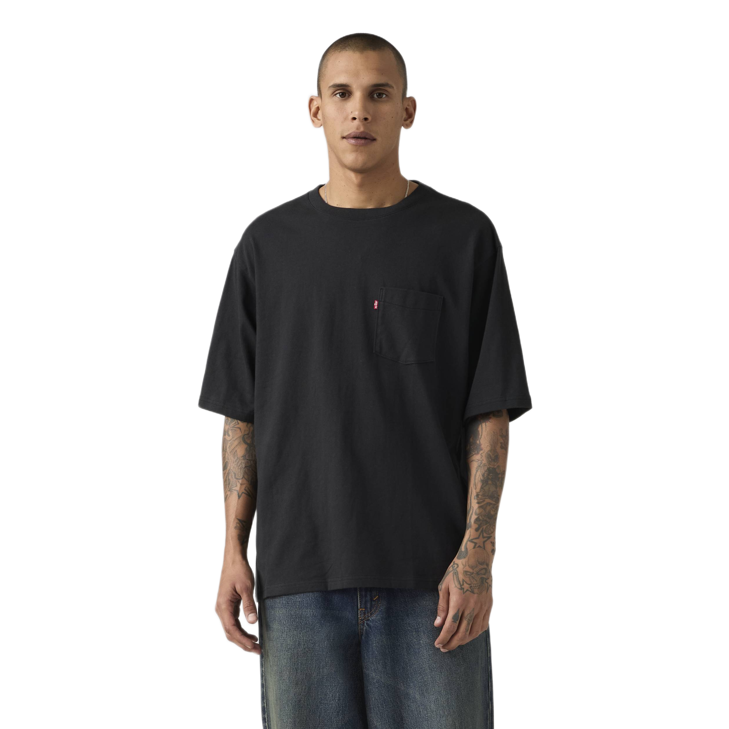 HALF SLV PKT TEE JET BLACK