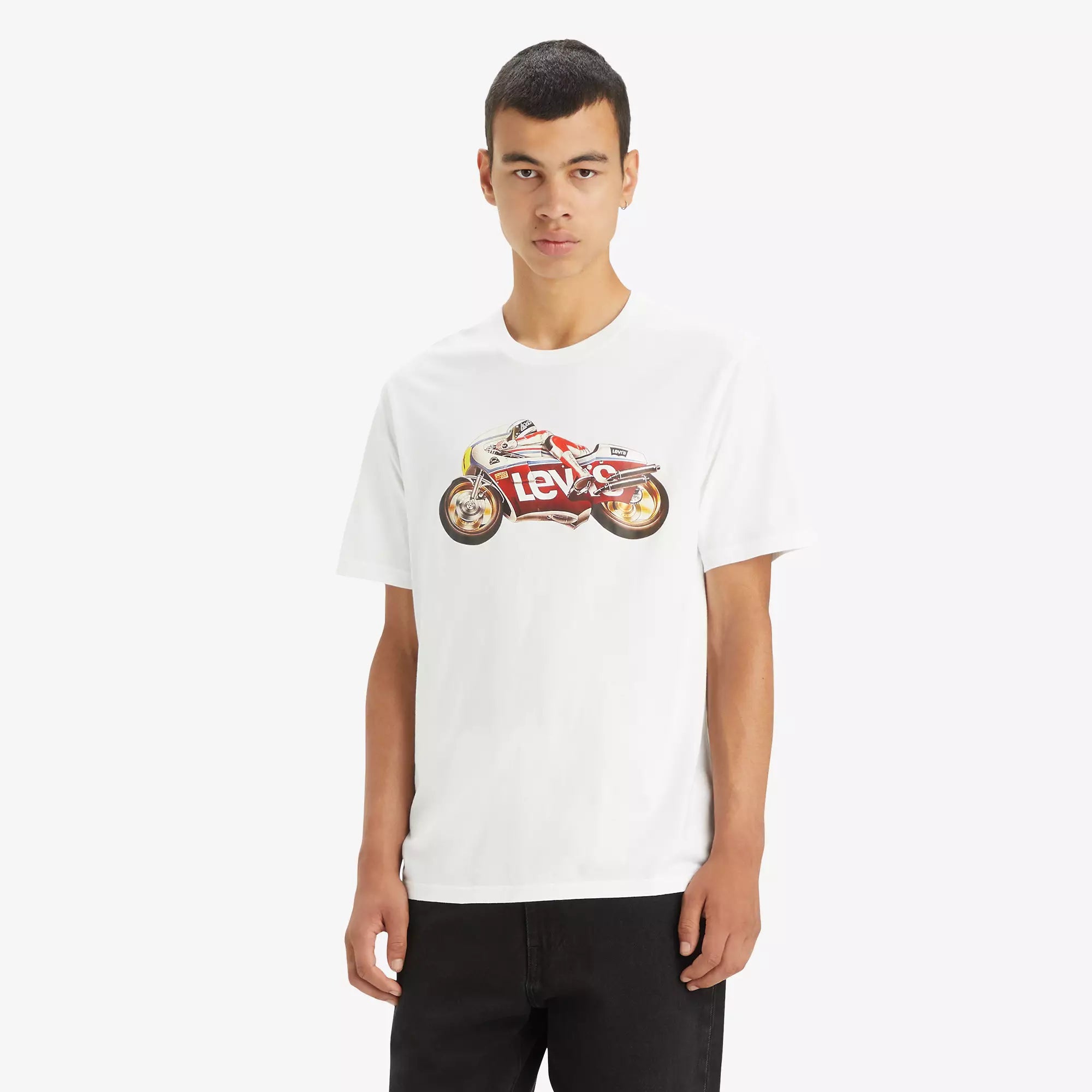 Ss Relaxed Fit Tee Bw Motorcycle White+