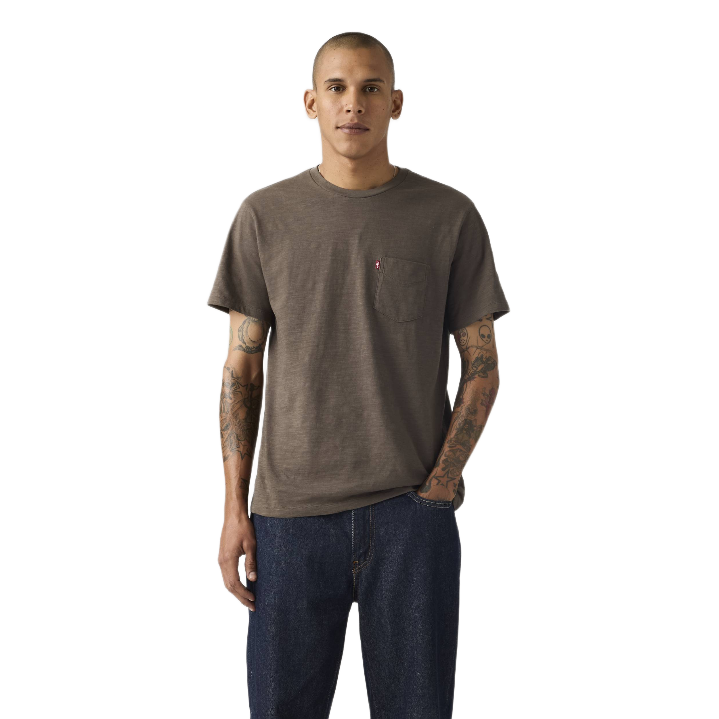 SS CLASSIC POCKET TEE MAITAKE BROWN