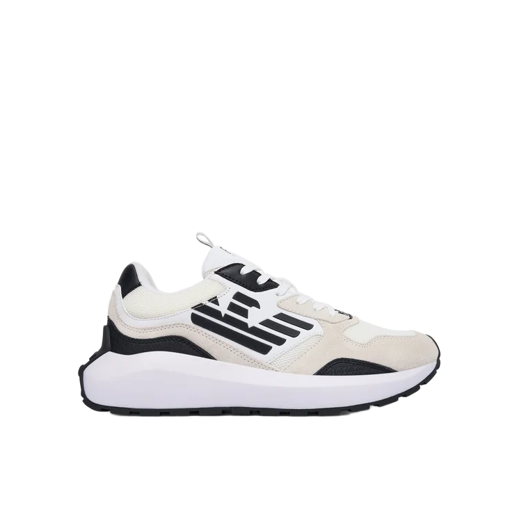 SNEAKER NEW WADER COW SUEDE+PU WHITE+BLACK