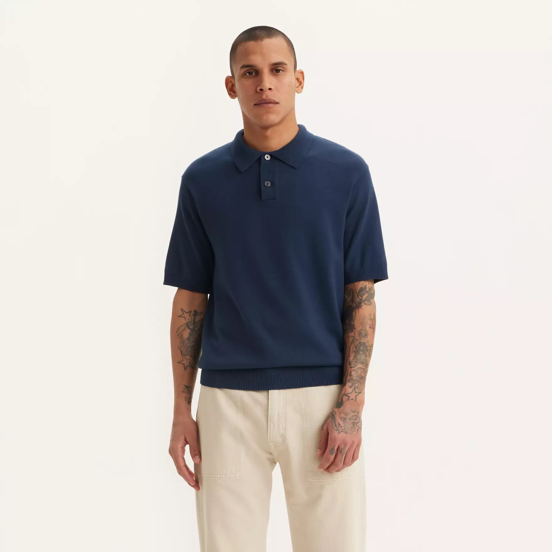 Sweater Knit Polo Blues