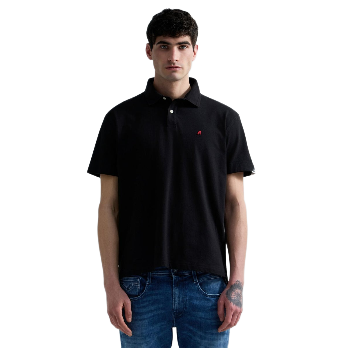 POLO STRETCH COTTON PIQUET BLACK