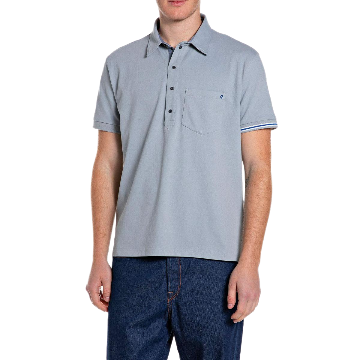 POLO STRETCH PIQUET PEWTER BLUE