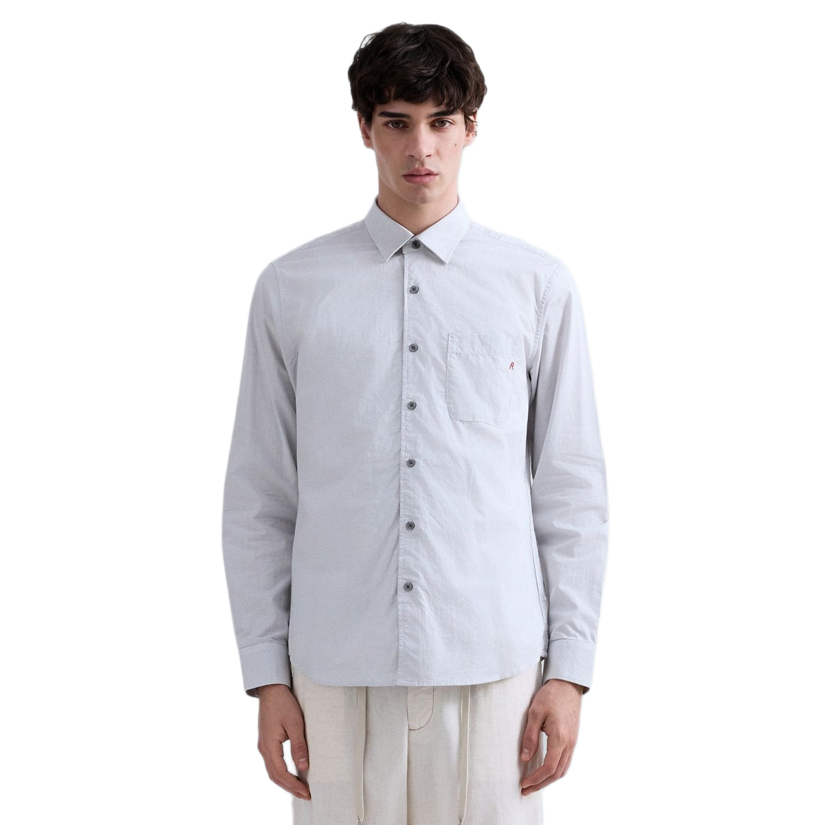 CAMICIA Y/D COTTON DOBBY LIGHT GRAY/BLACK