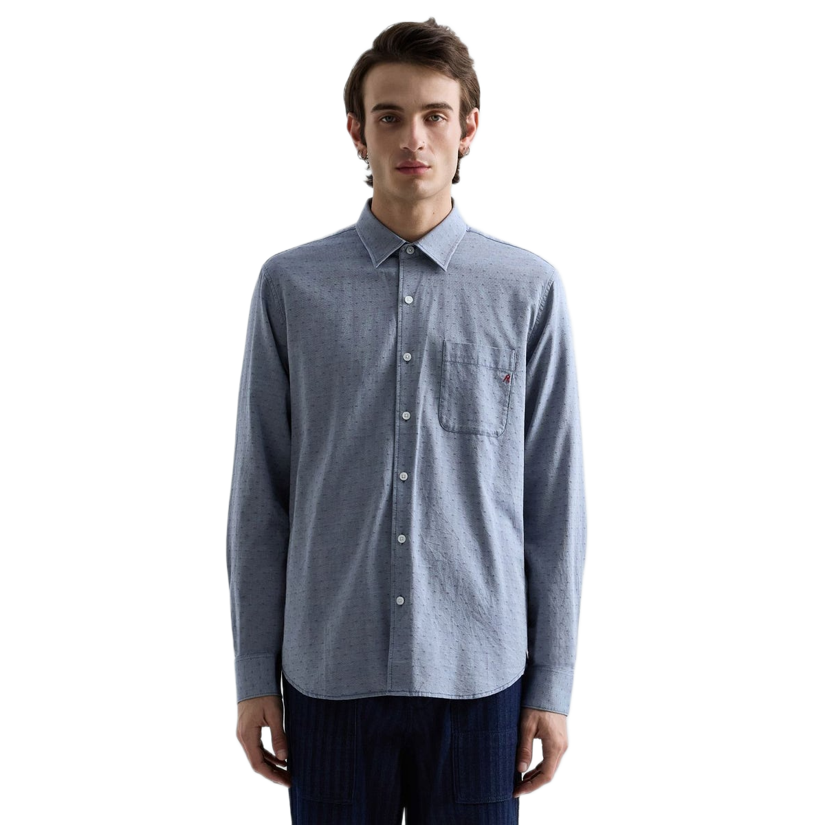 CAMICIA Y/D COTTON DOBBY BLUE/WHITE