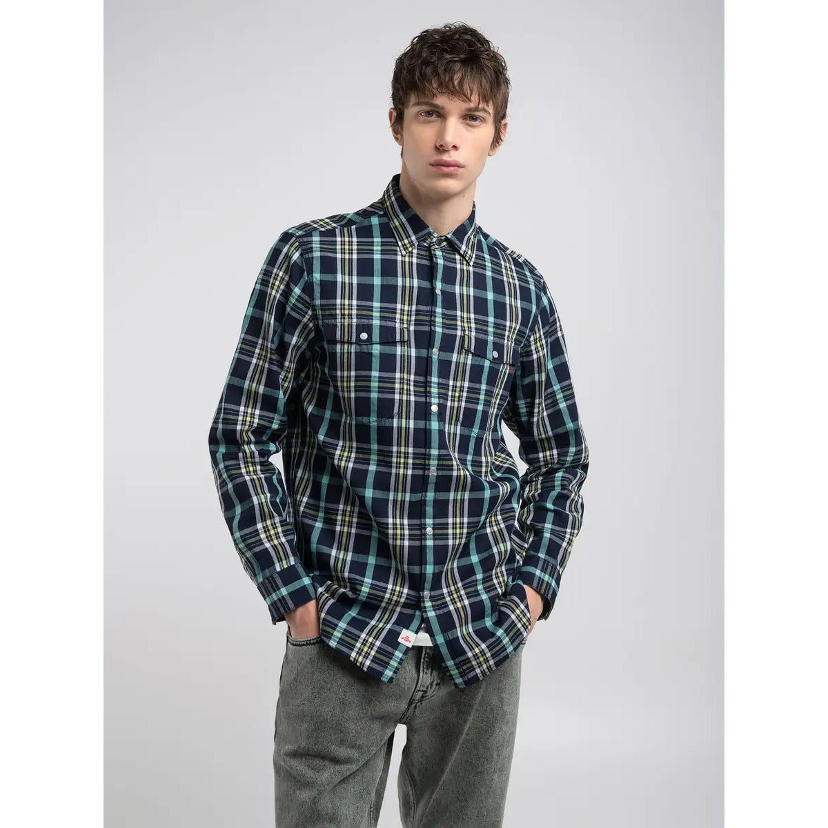 Camicia Yarn Dyed Indigo Checked Cotton