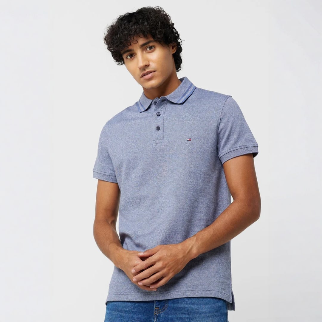 PRETWIST MOULINE SLIM FIT POLO
