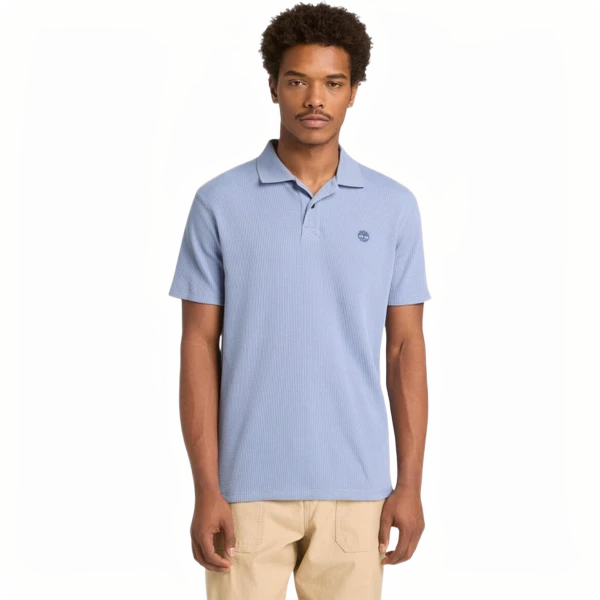 WHARF RIVER WAFFLE SHORT SLEEVE POLO STONE WASH