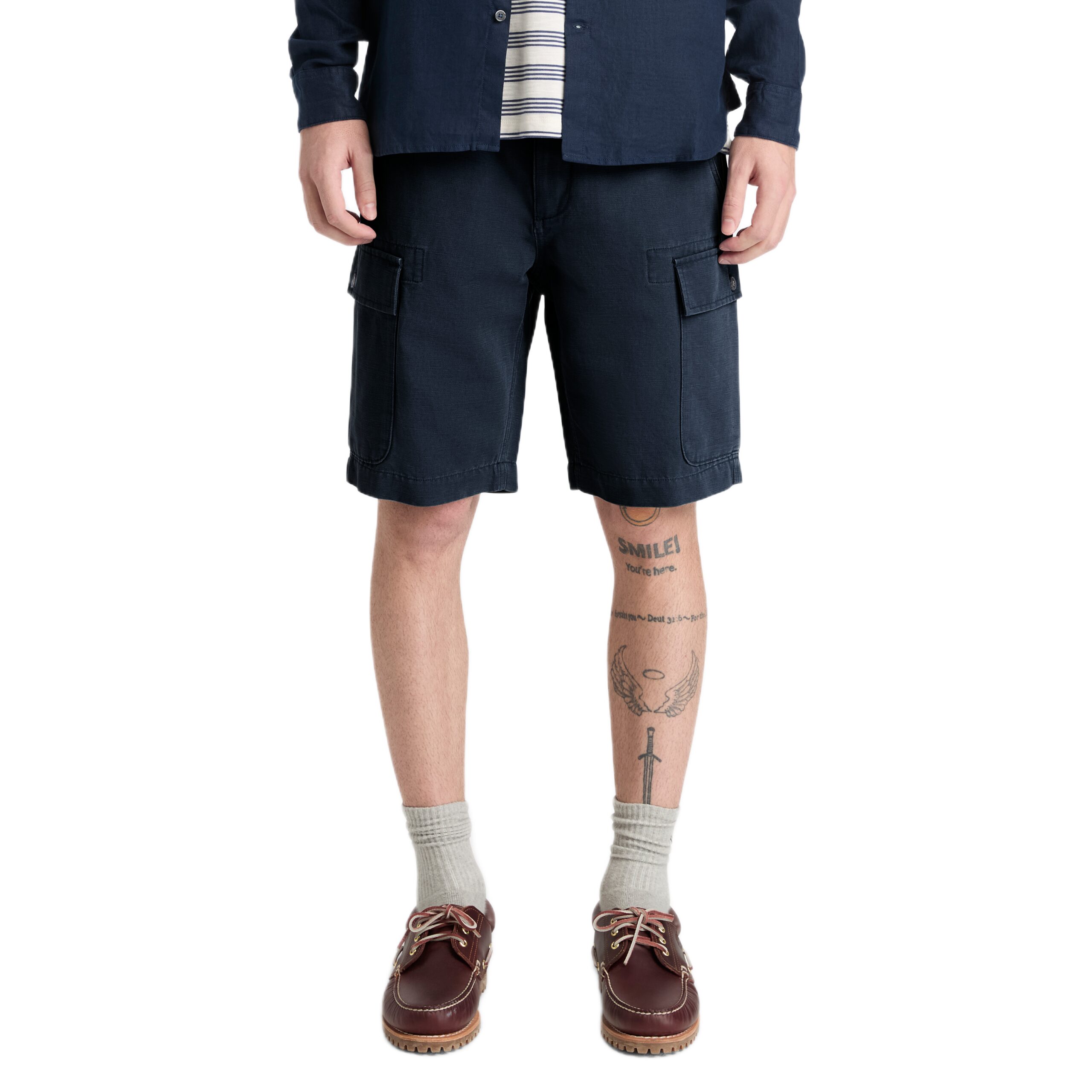 BROOKLINE COTTON LINEN CARGO SHORT DARK SAPPHIRE