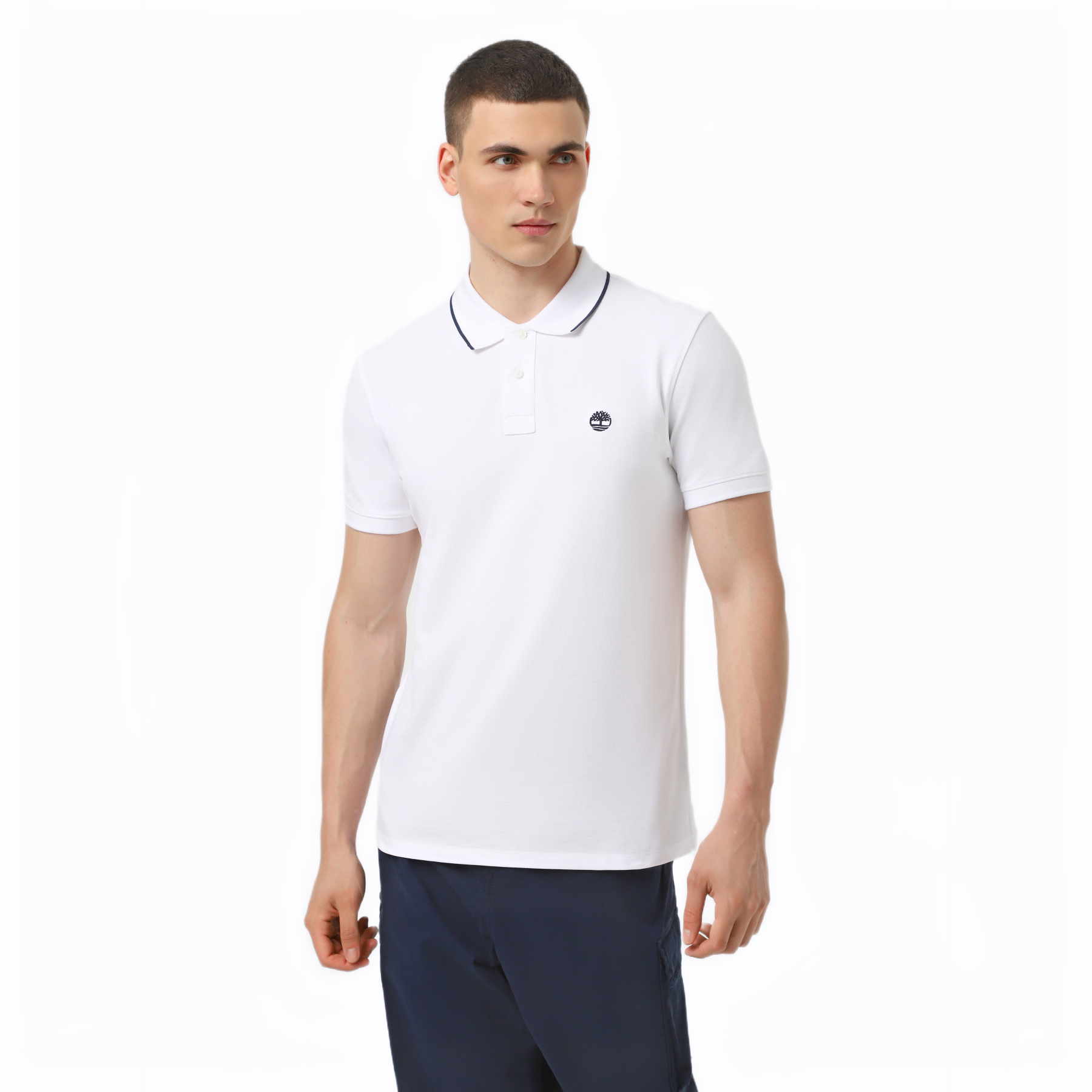 MILLERS RIVER PRINTED NECK SHORT SLEEVE POLO WHITE