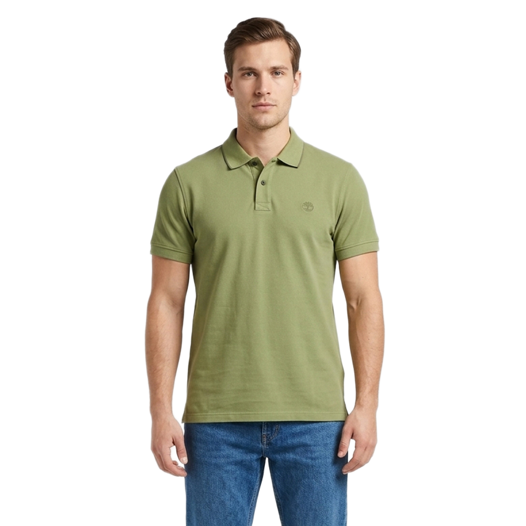 MILLERS RIVER PRINTED NECK SHORT SLEEVE POLO SAGE