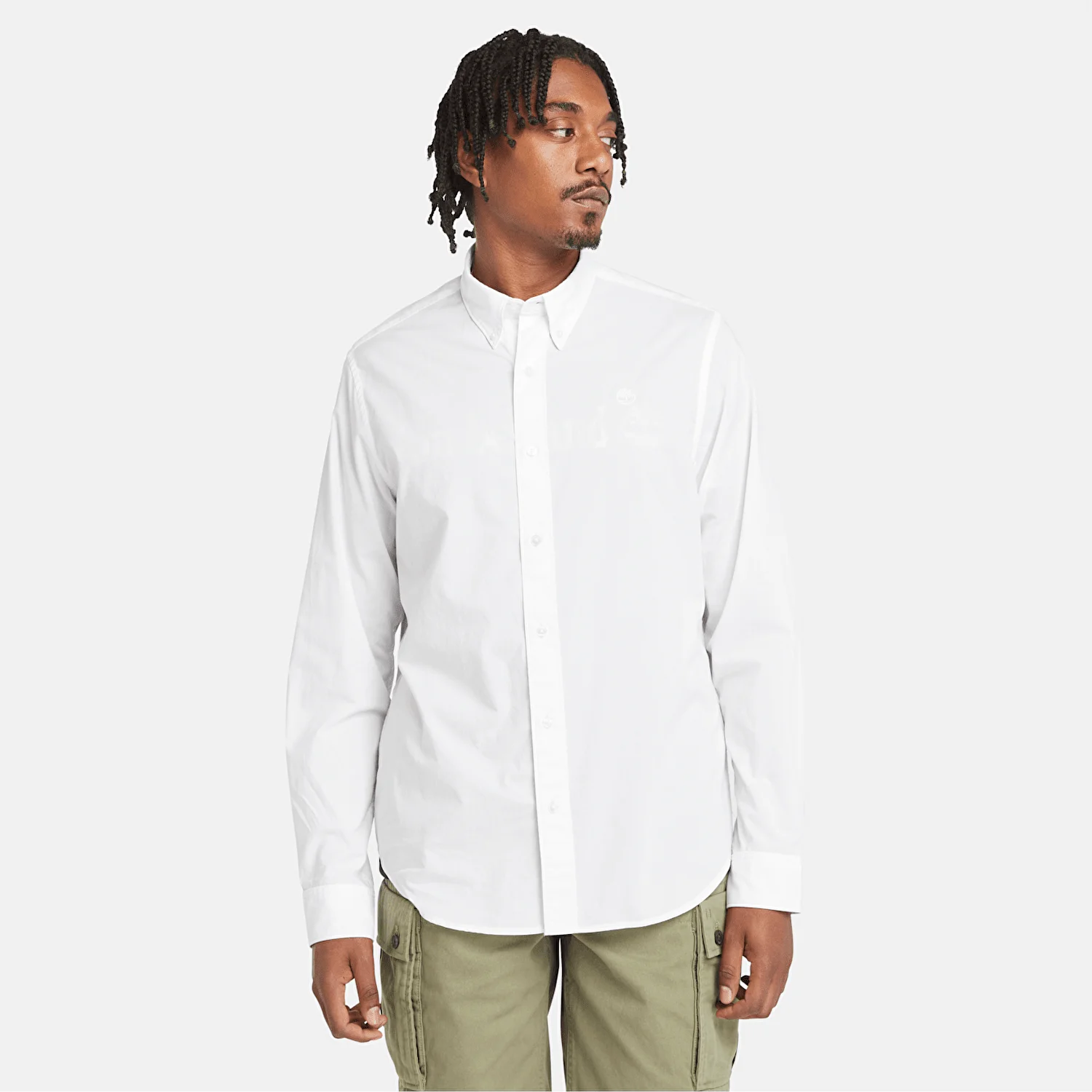 LONG SLEEVE STRETCH POPLIN SHIRT WHITE