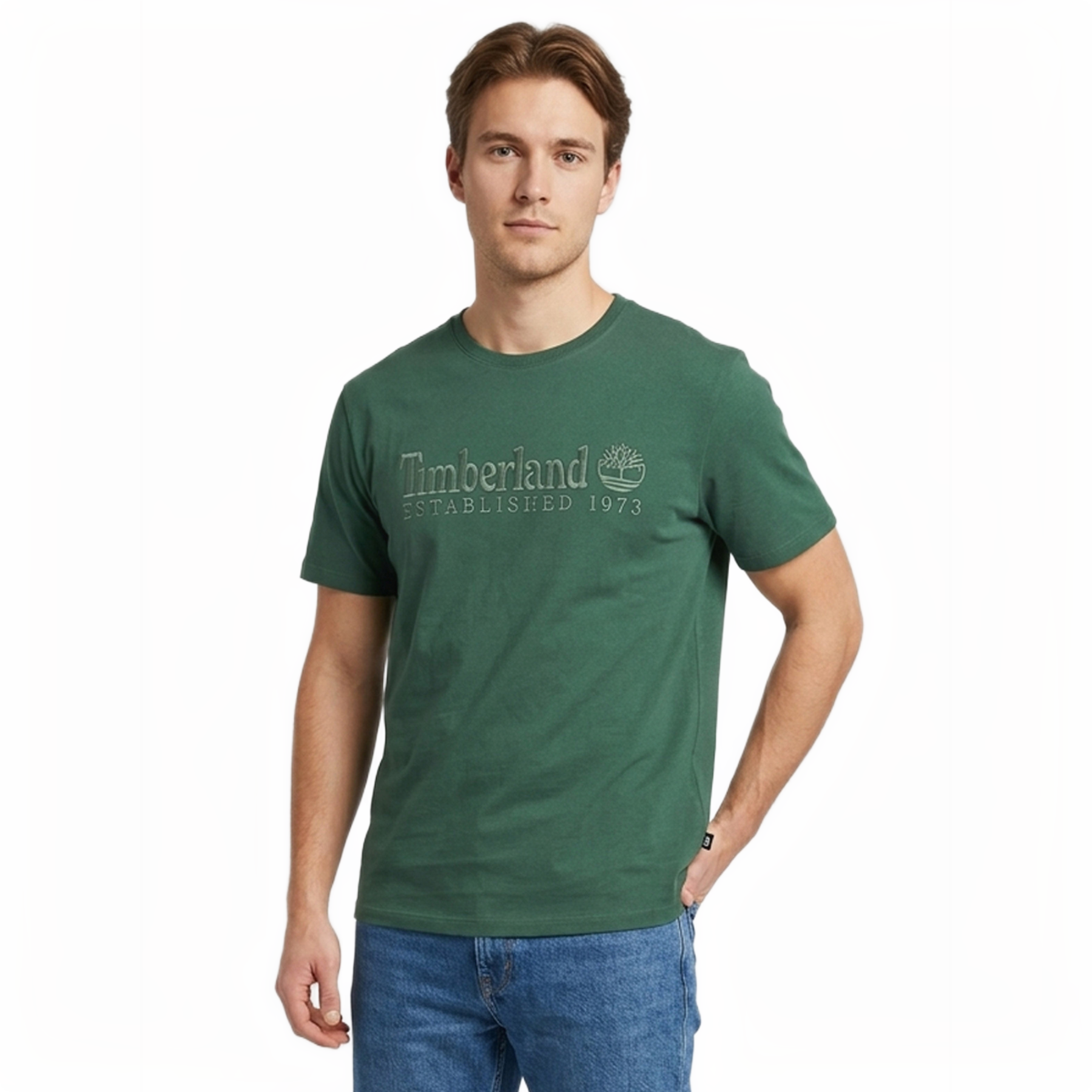 ESTABLISHED 1973 EMBROIDERY LOGO TEE PINENEEDLE